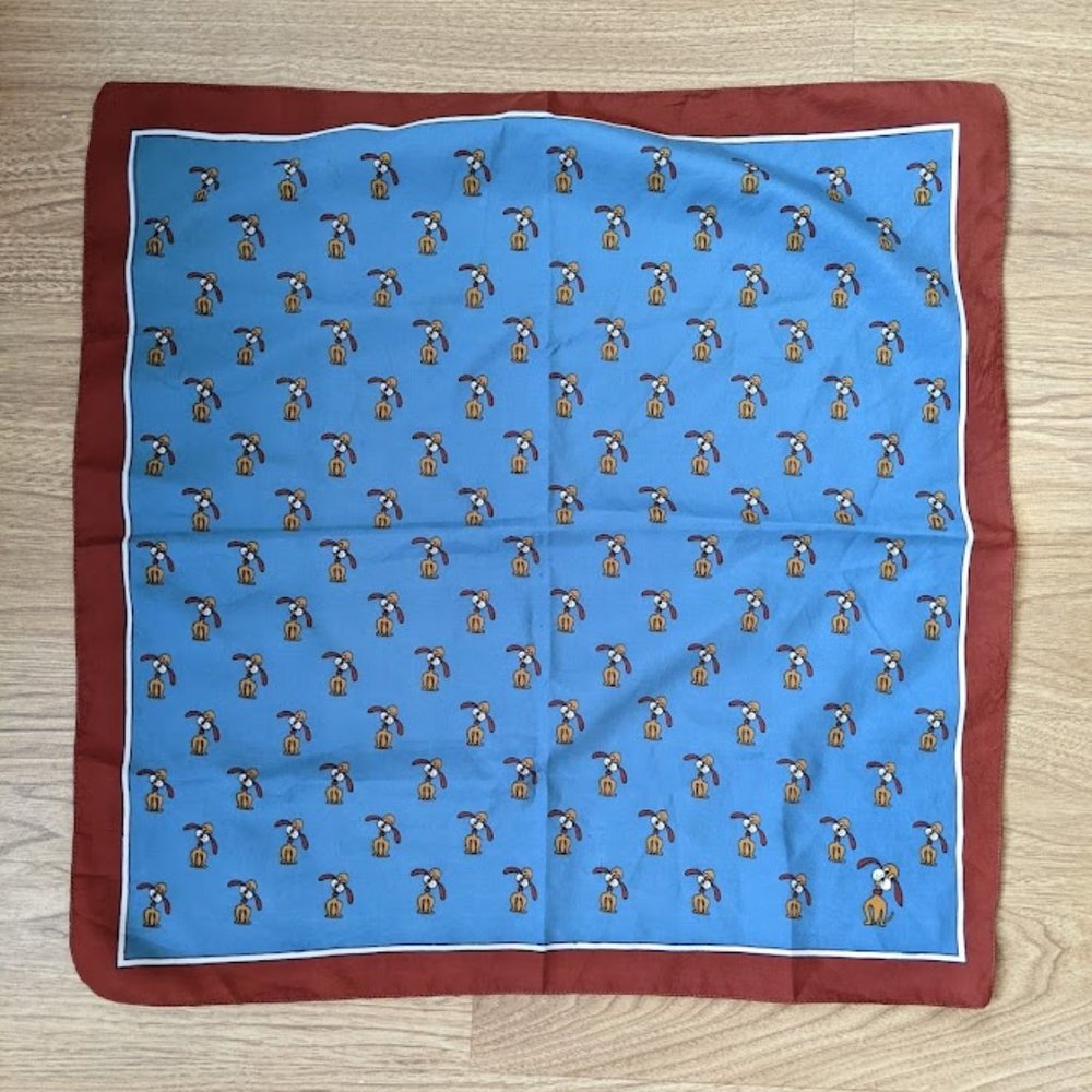 Blue and Brown Cartoon Dog Square Scarf